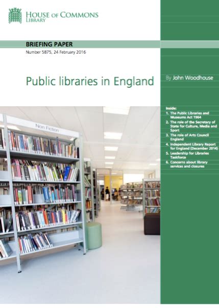 New Research Briefing on “Public Libraries in England” Published by ...