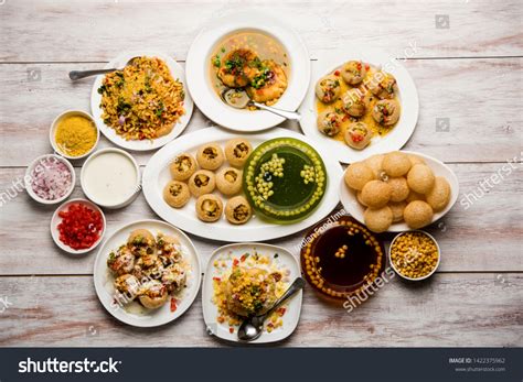 Group Bombay Chat Food Includes Golgappapanipuri Stock Photo 1422375962 ...