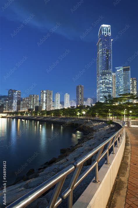 Hong Kong Harbor at night Stock Photo | Adobe Stock