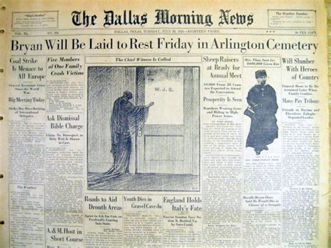 2 1925 headline newspapers WILLIAM JENNINGS BRYAN DEAD right after SCOPES TRIAL | eBay