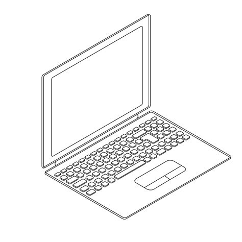 Laptop isometric sketch. Linear style. The display, keyboard and touchpad. 3587634 Vector Art at ...