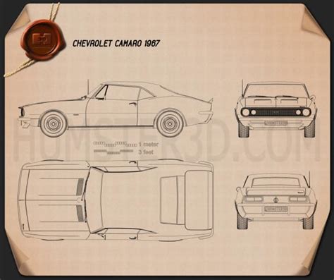 Chevrolet Camaro SS 1967 Blueprint - Hum3D