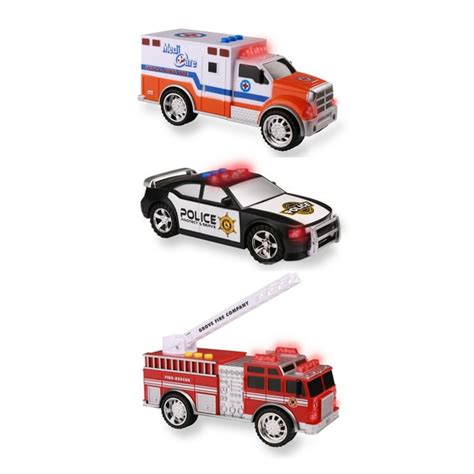 JoyAbit 3 Emergency Vehicle Toy Play Set For Kids Fire Truck, Police Car, Ambulance.Equipped ...