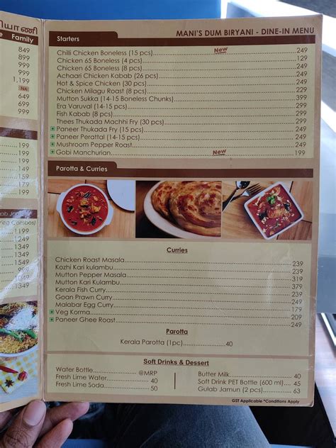 Menu at Mani's Dum Biryani - Thoraipakkam, Chennai