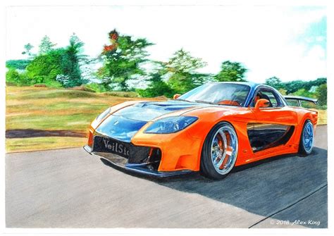 Drawing of Mazda RX-7 Veilside by AlexKingART on DeviantArt