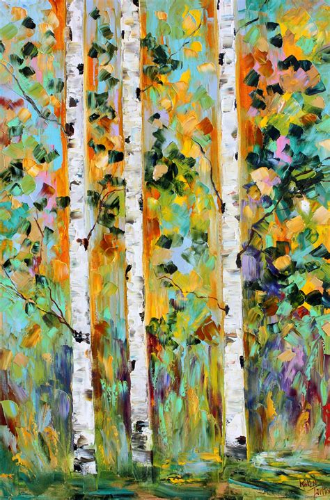 Fine art Print - Autumn Birch trees - made from image of past oil painting by Karen Tarlton ...