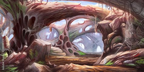 The Cave. Science Fiction Natural Backdrop. Concept Art. Realistic Illustration. Video Game ...