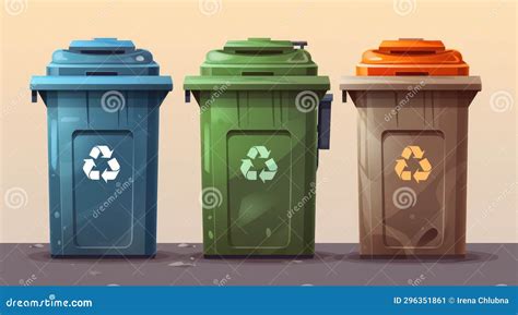 Containers with Different Types. Recycling Concept Stock Illustration - Illustration of garbage ...