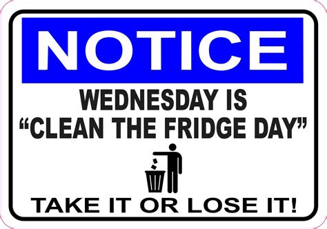 StickerTalk Wednesday Is Clean the Fridge Day Magnet, 5 inches x 3.5 inches