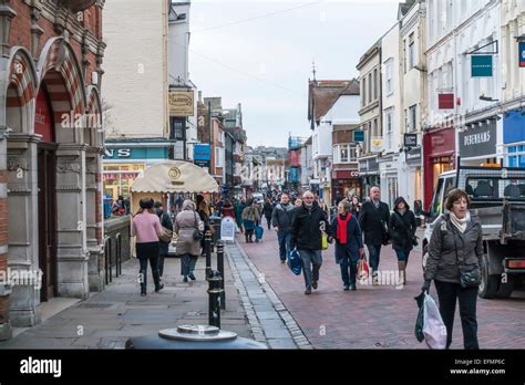 Winter Shopping High Street Canterbury in January Stock Photo, Royalty ...