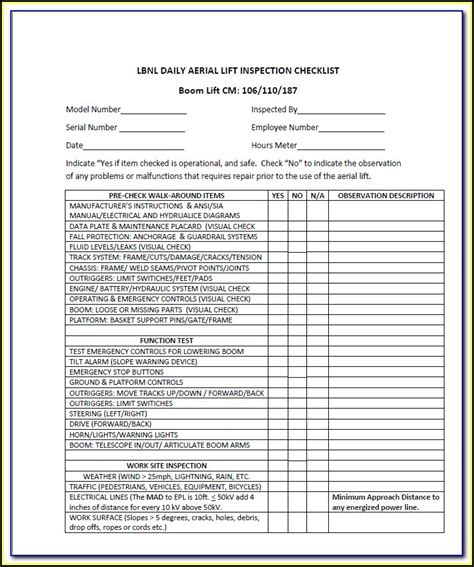 Scissor Lift Annual Inspection Form - Form : Resume Examples #76YGZ0P9oL