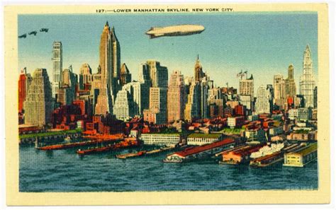 New York City Lower Manhattan Skyline Vintage Postcard | Old postcards, Postcard, Manhattan skyline