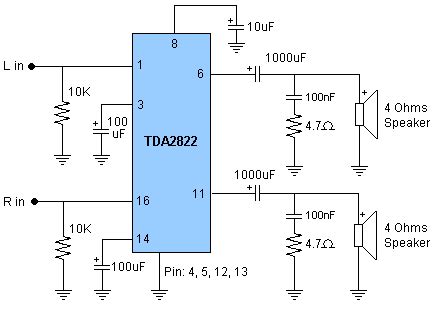 TDA2822 Amplifier Circuit Diagram