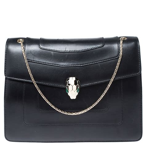 Bvlgari Black Leather Large Serpenti Forever Shoulder Bag Bvlgari | The ...