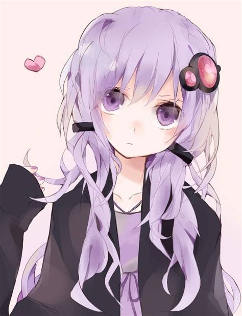 Anime girl with lavender hair and purple eyes. Description from ...