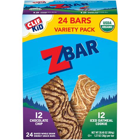 Clif ZBar Organic, Chocolate Chip & Iced Oatmeal Cookie Energy Snack ...