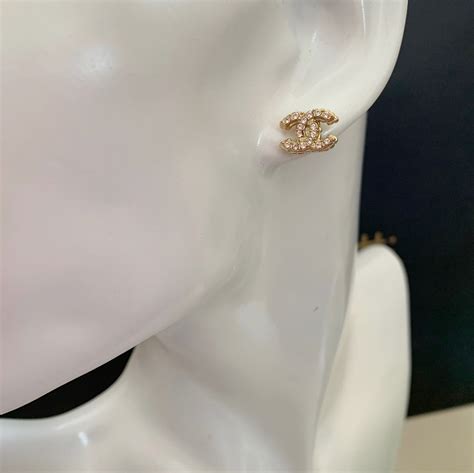 CHANEL CC Mini Crystal GOLD Stud Earrings 2016 Authentic NIB