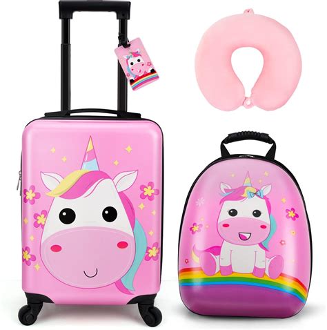 emissary Kids Luggage With Wheels For Girls, Unicorn Kids Luggage Set ...