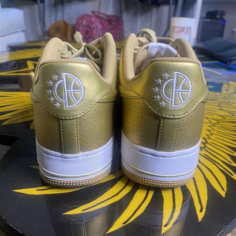 Nike Air Force 1 gold worn 1x - Depop