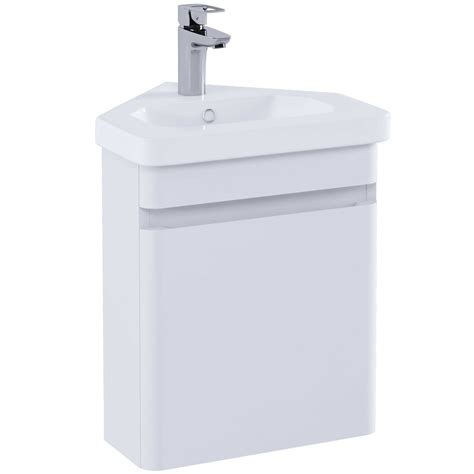 RAK Resort Matt White 450mm Wall Hung Corner Bathroom Unit with Basin