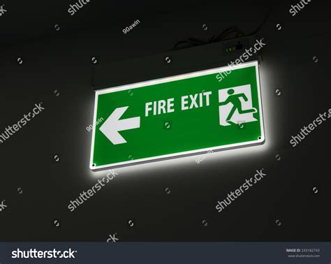 Electric Fire Exit Sign Green Color Stock Photo 243182743 | Shutterstock