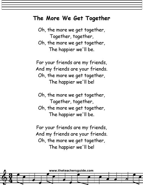 The More We Get Together | Classroom songs, Children songs lyrics ...