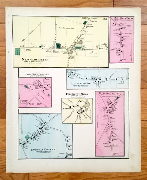 Antique 1871 New Gloucester Maine Map From F.W. Beers Atlas - Etsy