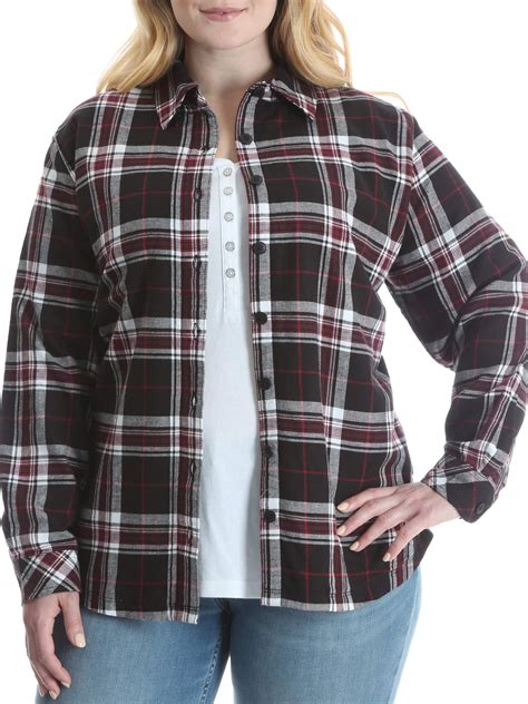 Lee Riders - Women's Plus Fleece Lined Flannel Shirt - Walmart.com - Walmart.com