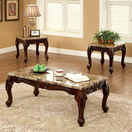 Furniture of America Tollero Traditional Style 3 Piece Faux Marble Coffee Table Set - Walmart.com