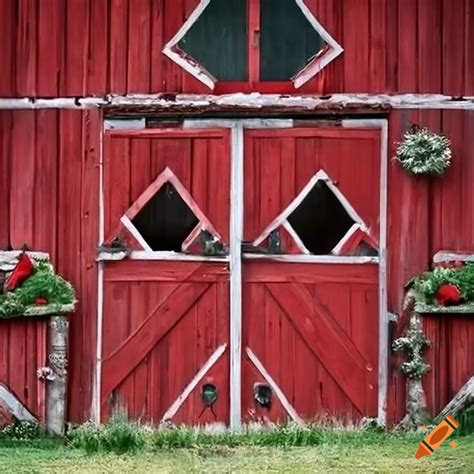 Red barn doors for christmas on Craiyon