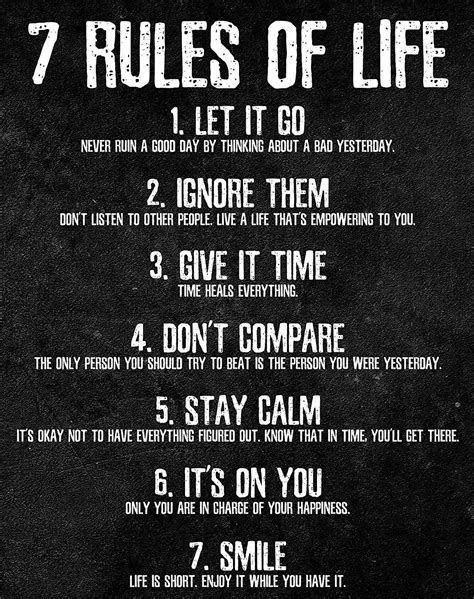 7 Rules Of Life Inspirational Poster To Motivate Room Decoration Wall Decal Stickers Home Office ...