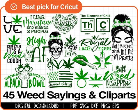 45 Weed Funny Sayings & Clip arts SVG Bundle for Stoners SVG | Etsy