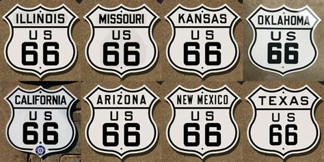 US Route 66 Highway Marker Sign Set Eight States Mother Road California Kansas - Etsy