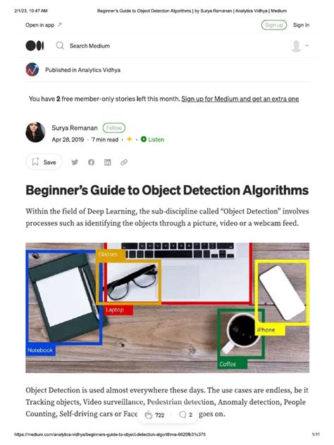 Beginner's Guide To Object Detection Algorithms | PDF