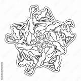 Mushroom mandala coloring Page Pentagonal Composition With Forest  sketch template