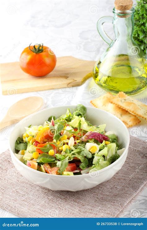 Bowl of mixed salad stock photo. Image of fresh, lemon - 26733538