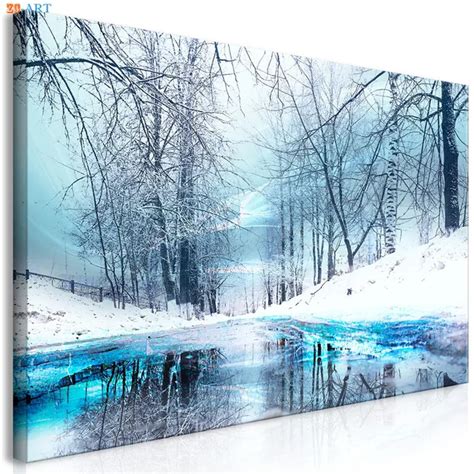 Winter Landscape Canvas Painting Snow Forest Posters and Prints Wall Art Wall Pictures for ...