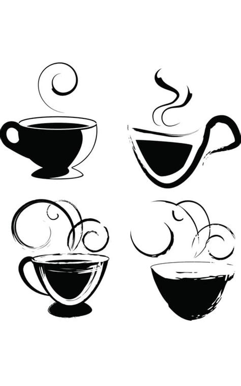 Coffee cup black and white vector material | UIDownload