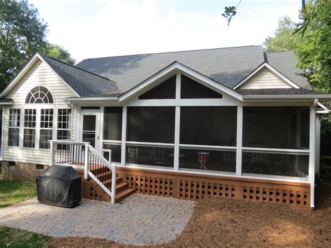 Screened Porch with Open gable Shed Roof — DeckScapes