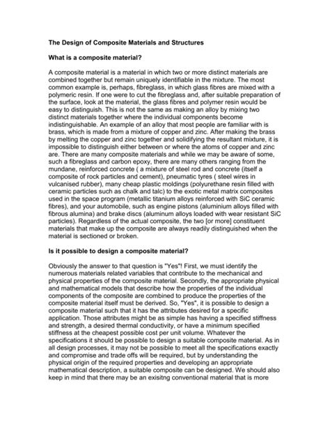 The Design of Composite materials