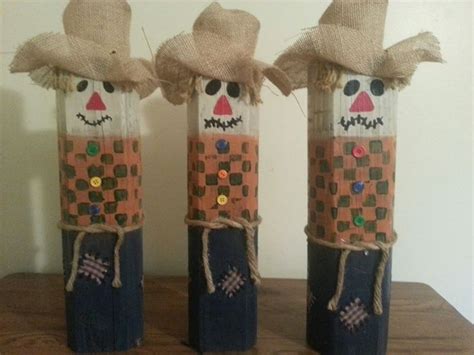 Scarecrows made from landscaping timbers! | Fall halloween crafts, Fall wood crafts, Christmas ...