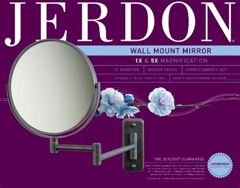 Jerdon 8-Inch Two-Sided Swivel Wall Mount Mirror with 5x Magnification, 13.5-Inch Extension ...