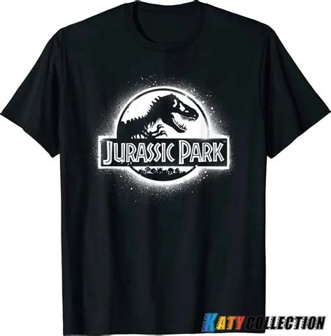 Jurassic Park All White Spray Paint Stencil Movie Logo T-Shirt - KatyCollection