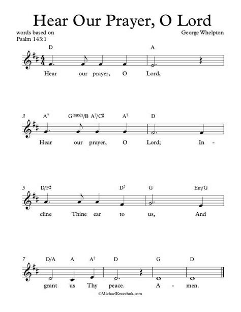 Free Lead Sheet – Hear Our Prayer, O Lord – Michael Kravchuk