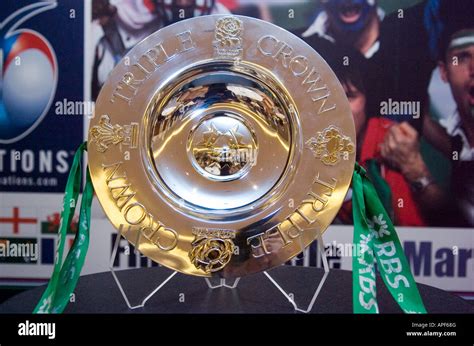 The Triple Crown trophy on display at the RBS Six Nations rugby tournament launch Stock Photo ...