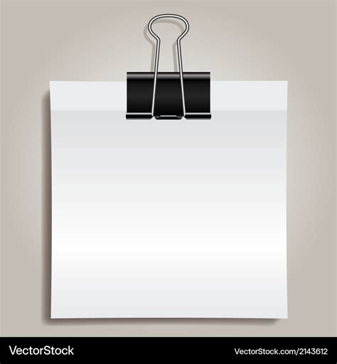 Binder clip and paper Royalty Free Vector Image