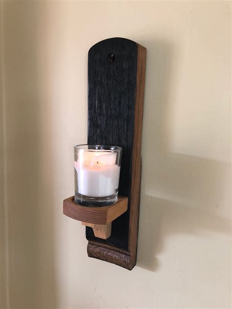 Wooden, Candle holder, wall sconce, made from a wine barrel, gothic, home decor, votive holder ...