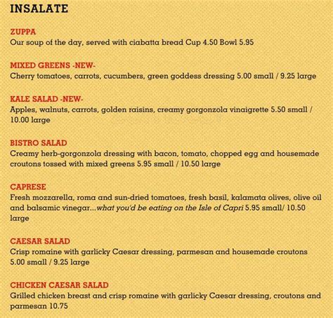 Menu at Pastini restaurant, Tigard, SW Bridgeport Rd B-105