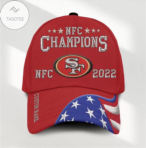 San Francisco 49ers Embroidery US Flag 2022 NFC National Football Conference Champions Custom ...