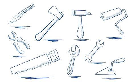 Premium Vector | A set of sketches of tools for repairing